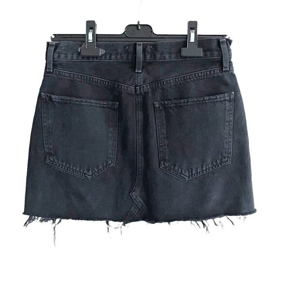 Agolde Quinn High Waisted Denim Mini Skirt Black 27 - Picture 3 of 4